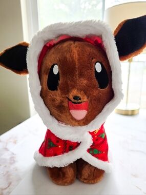 Build-A-Bear Pokemon Eevee Plush with Christmas Holiday Winter Cape 2016